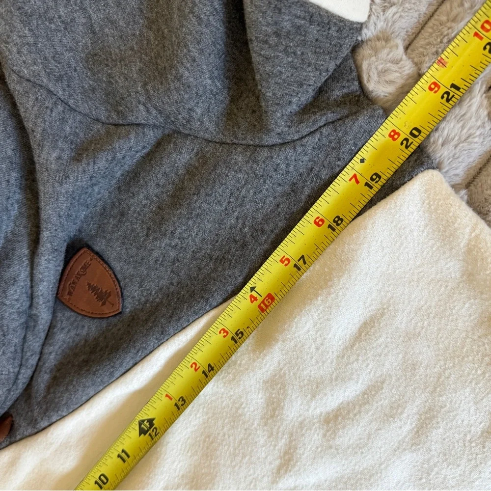 Wanakome Gray and Cream Hoodie with Leather Detail - Picture 2 of 6